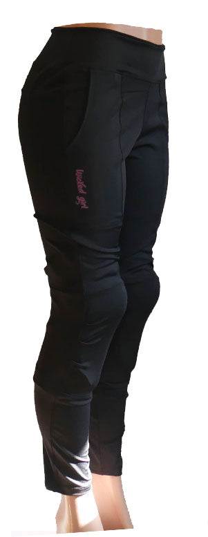 Versatile black bike cycling pants with large pockets and comfortable design.